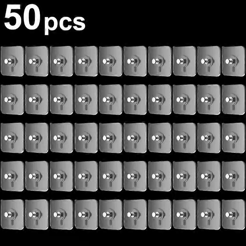 10/50pcs Self-Adhesive Hook Strong Adhesive Picture Frame Nails Hooks Transparent Seamless Wall Hangers Hanging Clock