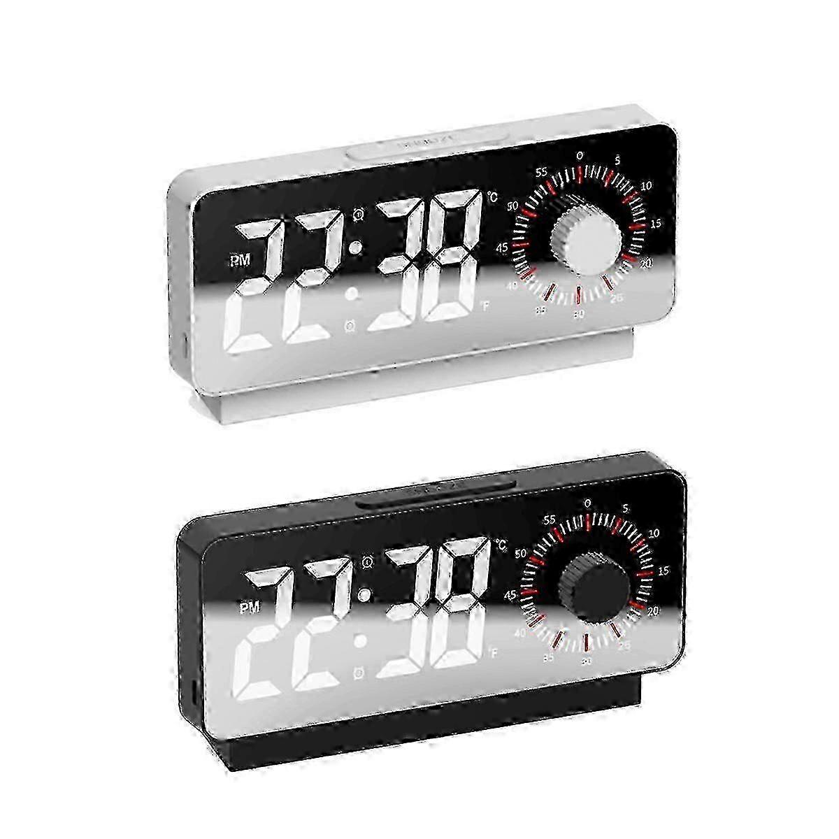 Alarm Clock Digital Electronic Alarm Clocks Visual Timer Mirror Temperature Clock with Snooze Funct