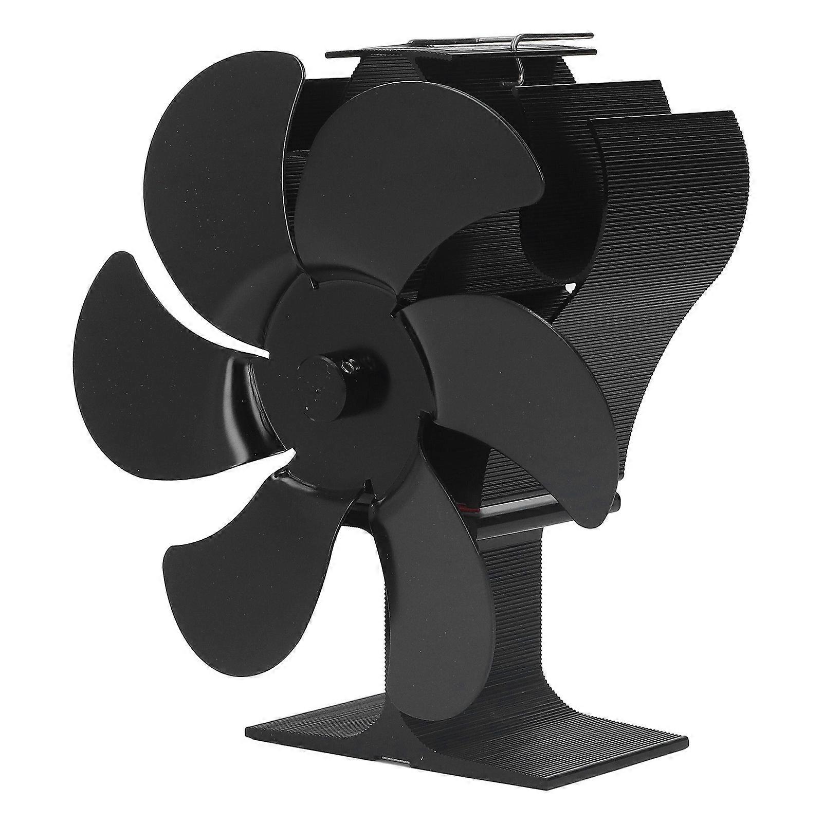 6 Blades Heat Powered Stove Fan High Temperature Resistance Self Starting Wood Burning Stove Fireplace Fan Black Diameter 152mm