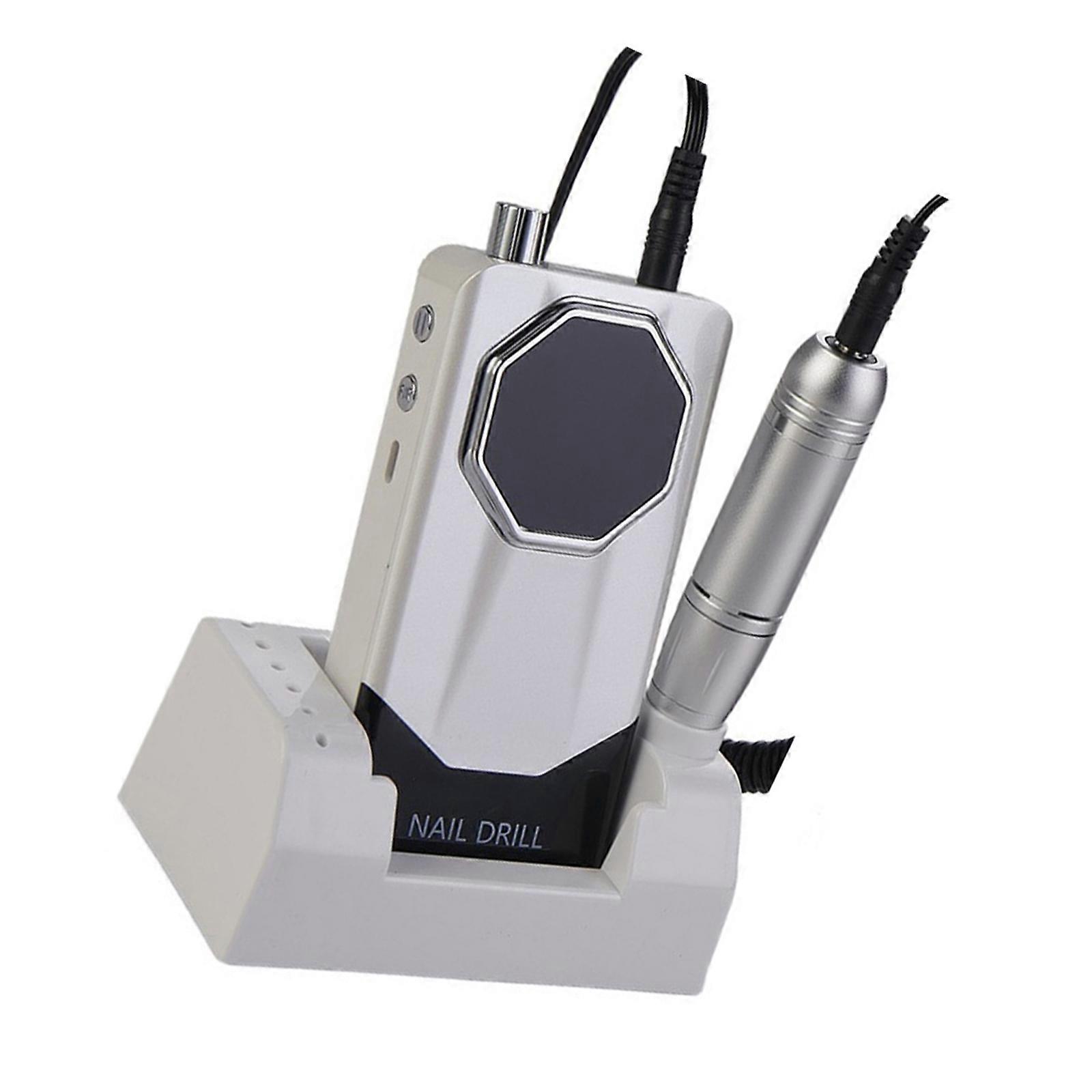 Salon Cordless Nail Buffer Portable Electric Nail Drill Kit With Bits and Base Compact Design For Professional Home Use  White