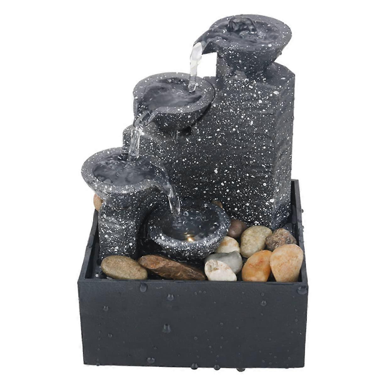 Artificial Plastic Water Fountain Tabletop Waterfall Ornament Small Size Fountain Model For Home And Office No Battery