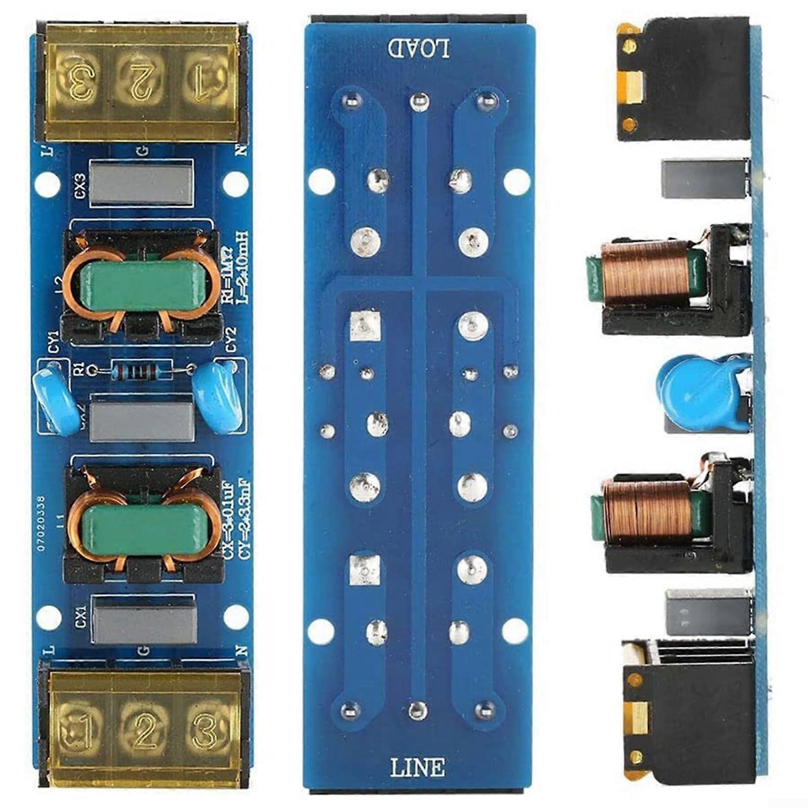 25A Power Filter Frequency TwoStage LowPass Filter 98x19x28mm Black ABS Module AC Power Inlet Noise Suppression