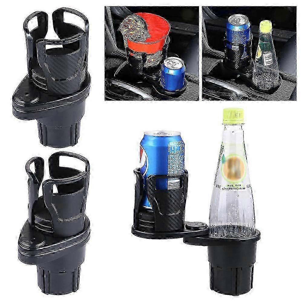 2 in 1 Expandable Car Cup Holder 360 Degree Rotating Base Extended Dual Drink Holder For Trucks SUV Automotives