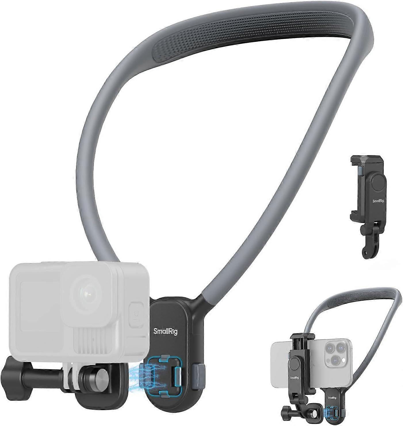 SmallRig Magnetic Neck Mount for Action Cameras and Phones with Universal Dual-Hole Adapter and Phone Holder for POV Recording - 5128