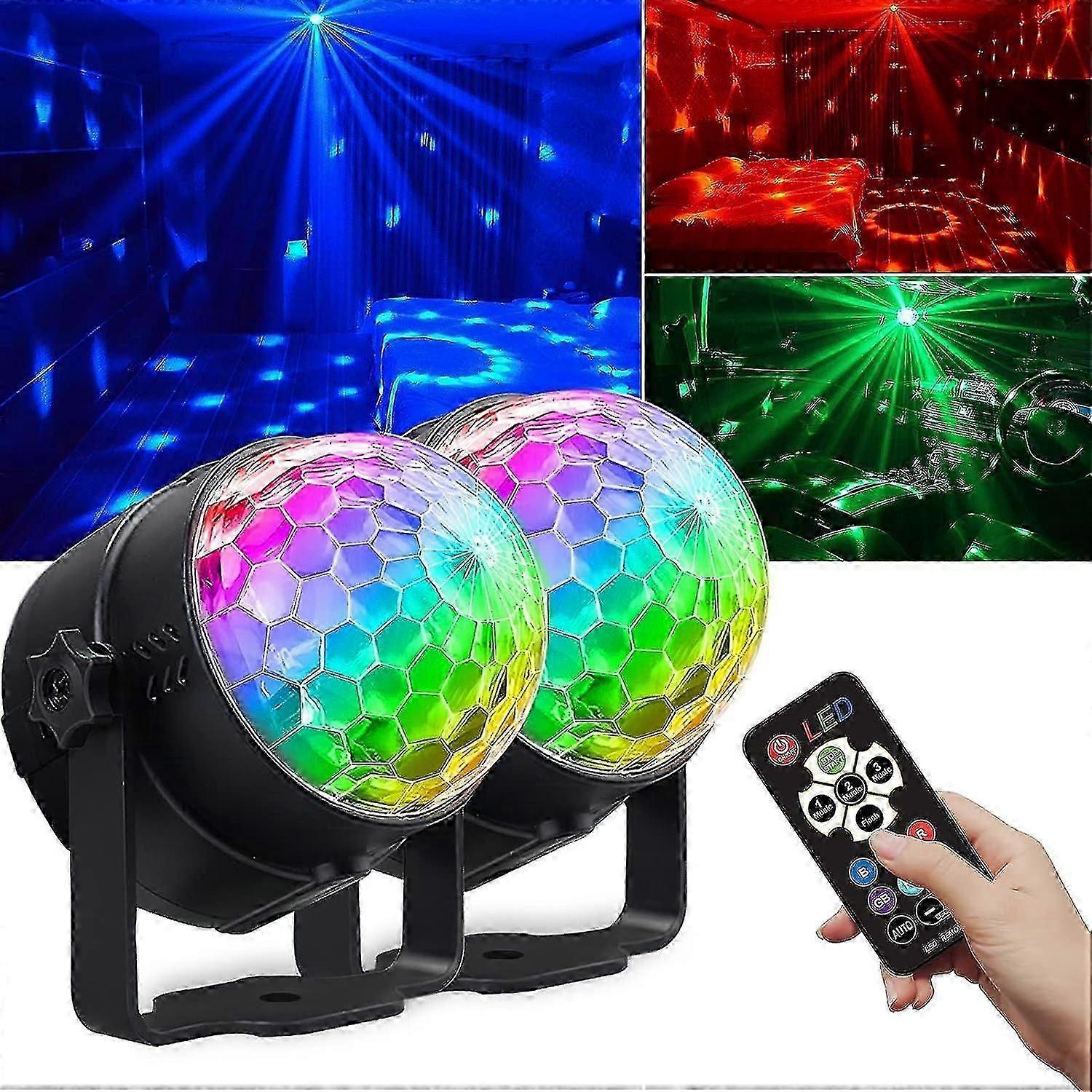 [2-pack] Disco Ball Party Light , Sound Activated Dj Lights, With Remote Control Rgb Strobe Lamp Usb 7 Modes Led Stage Par Light For Home Room Karaoke