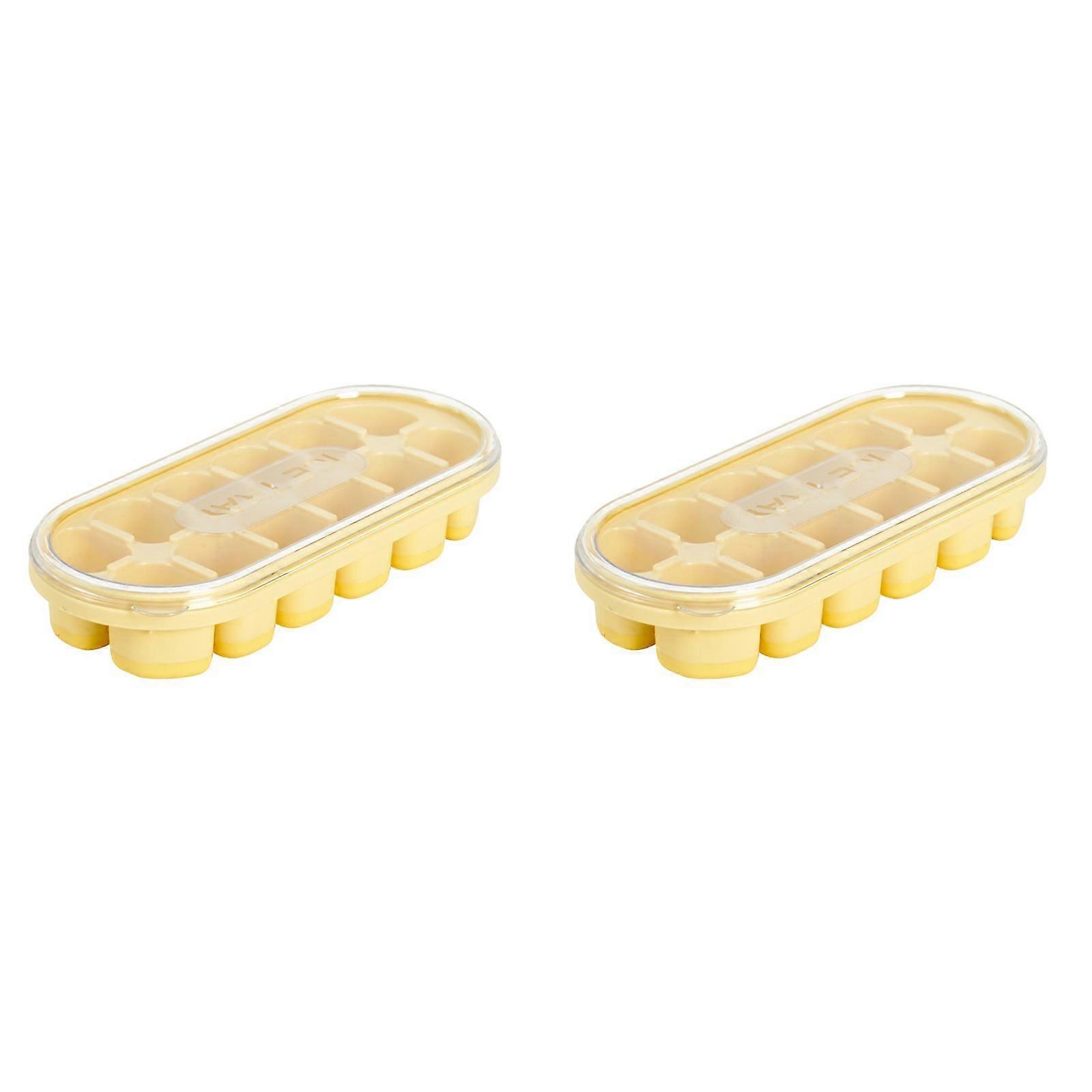 2PCS Press Ice Tray Ice Cube Home Refrigerator Large Capacity Storage Ice Box Food Grade Silicone Ice L