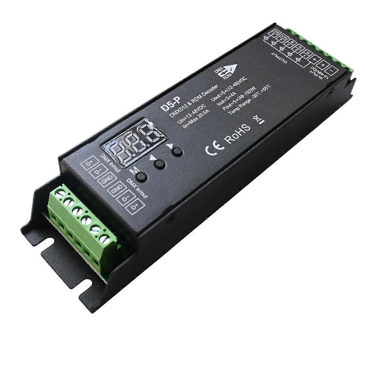 5-Kanal-Decoder mit RDM-Digitalanzeige-Dimmertreiber PWM RGBCCT LED-Controller LED-Modul Lichteingang 12V-48VDC