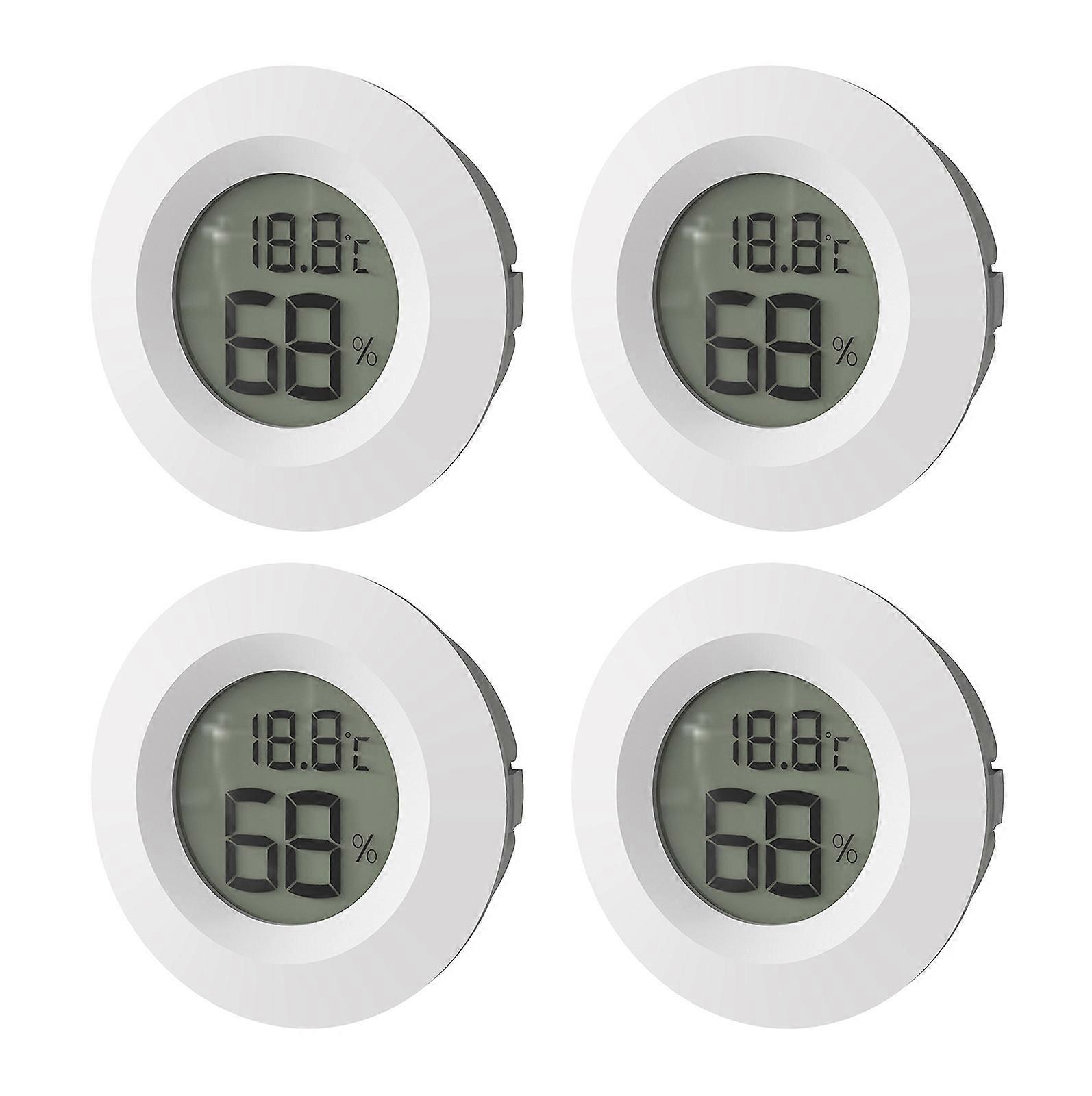 Pack of 4 Digital Thermometers Hygrometers for Monitoring Humidity Levels in Reptiles Habitats Greenhouses and Cellars  White