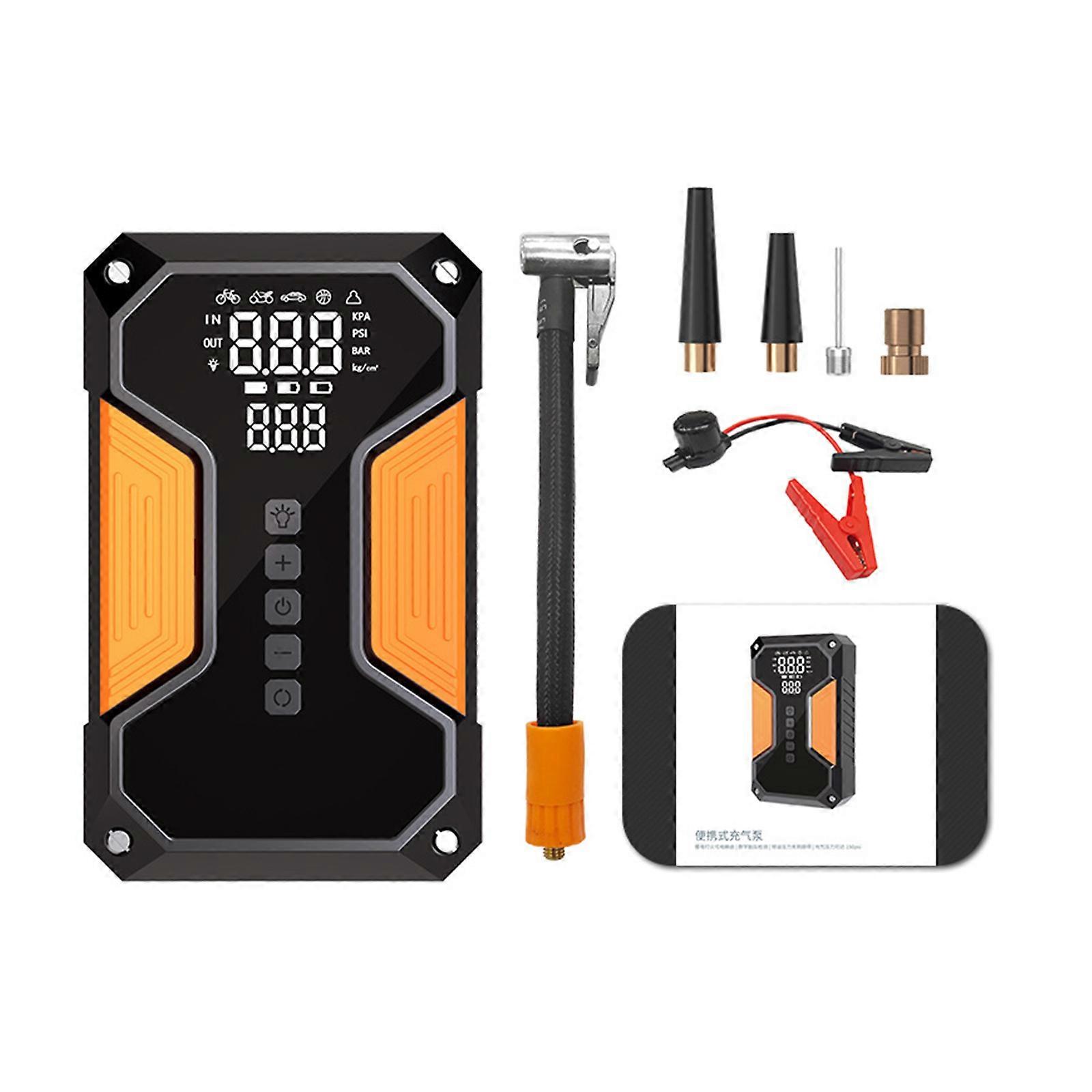 Digital Tire Pressure Monitor Pumps Cordless Air Compressor with Battery Jump Starter For Car And Motorcycles Multicolor