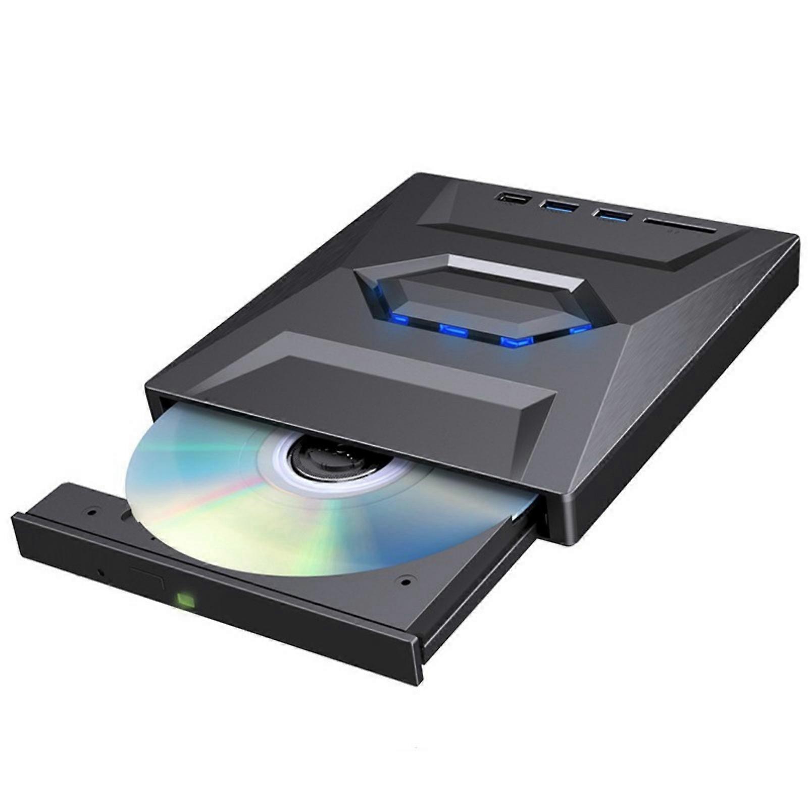 Multiunctional USB3.0 Type C External Optical Drives Burners, Fast Speed DVDs Player for Laptop Desktop Data Transfer Multicolor