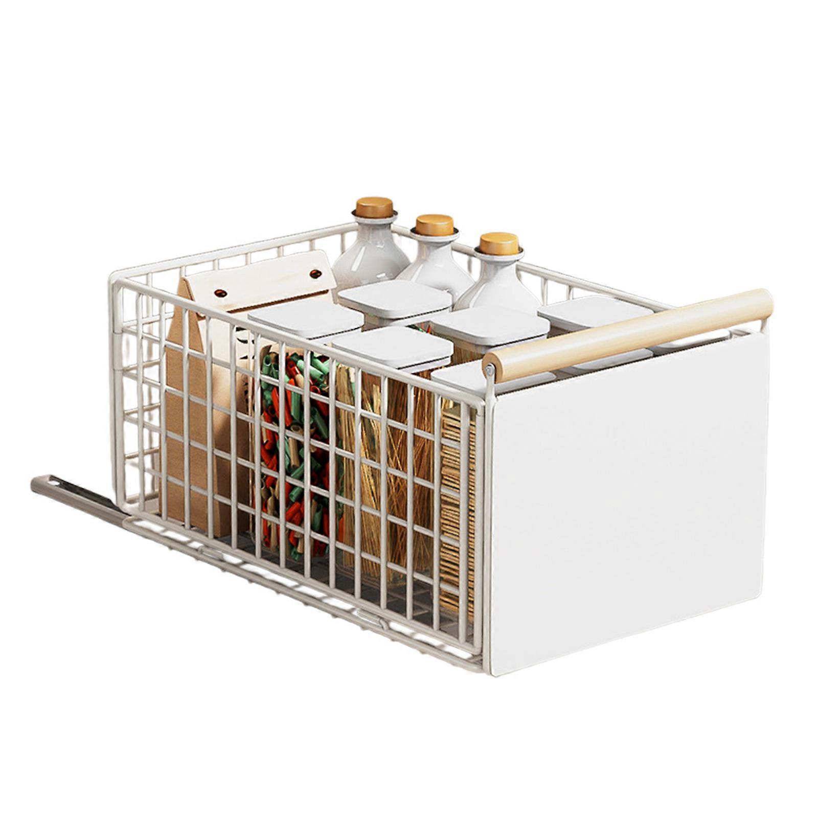 Expandable Pull Down Shelf Organizers For Sink Area 2 Tiers Retractable Design Rustproof Carbon Steel Construction  White