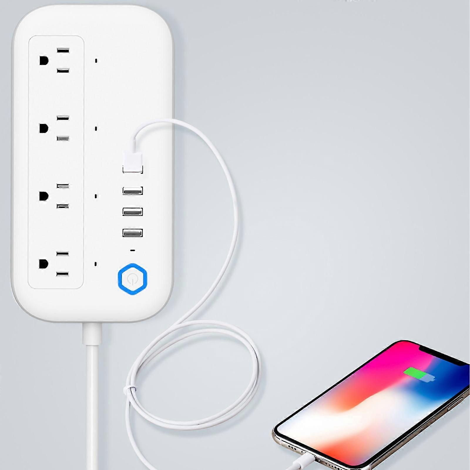 Smart Plug Power Strip Works With Alexa Google Home App Remote Control Timer Function 4 Smart Outlets And 4 Usb Ports 2.4g Wi-fi On-ly