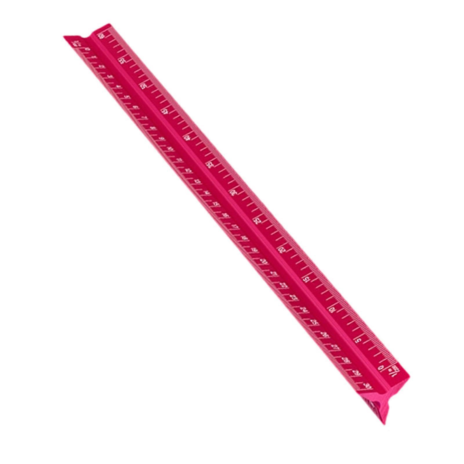 Precise Engraved Triangular Scale For Engineering Drafting Measuring Ruler Aluminum 320mm length  Red