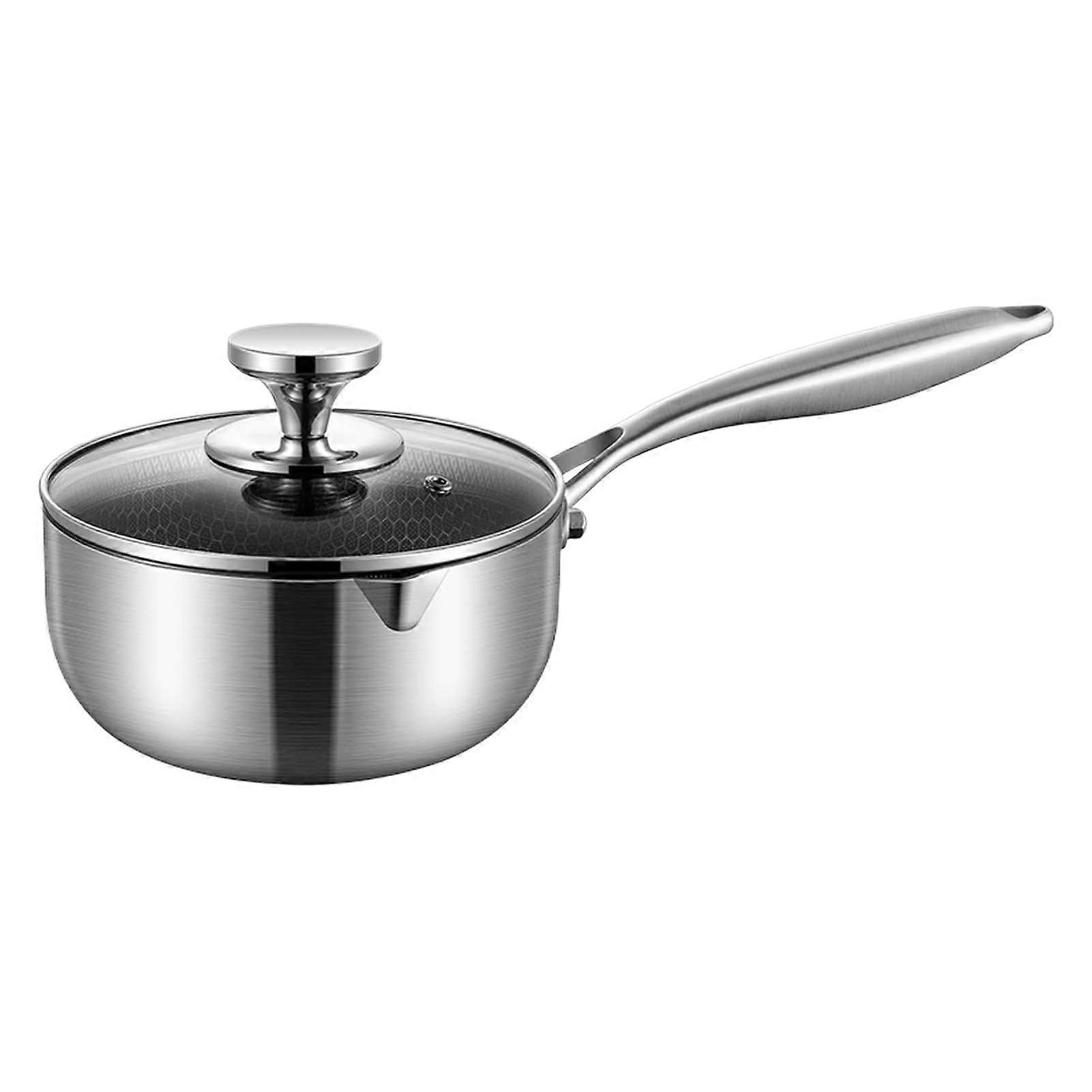 Stainless Steel Milk Pot with Lid Nonstick Honeycomb RustProof Cookware for Boiling Baby Food 22cm