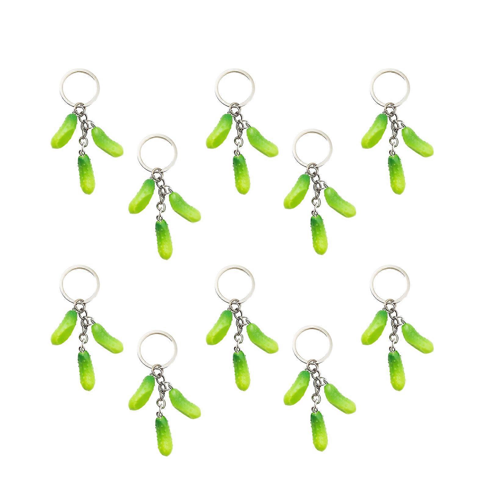 10pcs Sturdy Resin Cucumber Keychain Practical and Portable Decoration for Bags and Keys Decoration Casual Use Multicolor