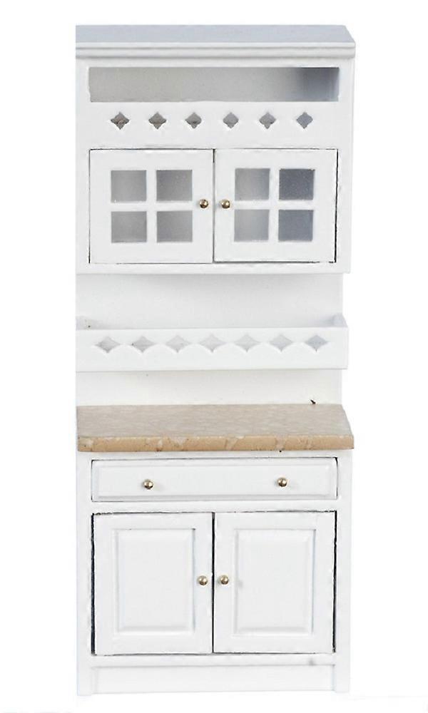 Dolls House White Fitted Kitchen A Shelf Unit Marble Effect Top