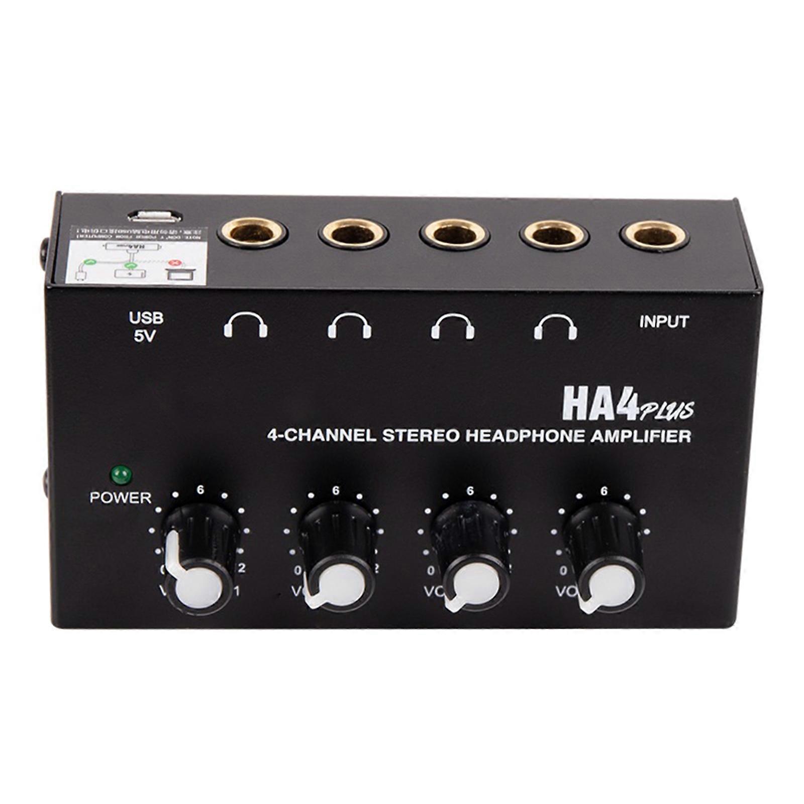 4 Port Headphone Amplifier HA4 Plus Studio Headphone Splitter for Professional Auditory Enhancement Multicolor