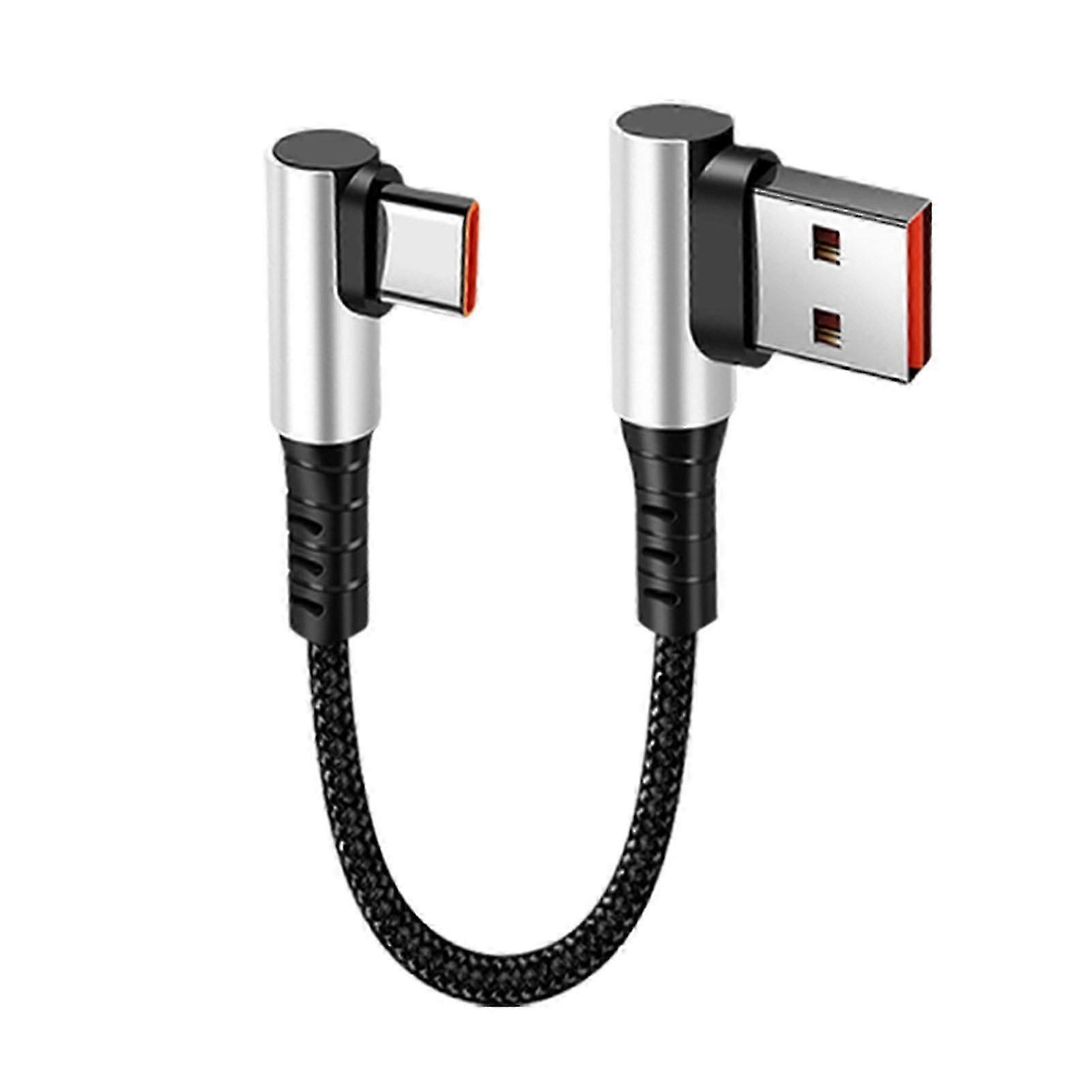 90 Degree USB to Type C Fast Charging Cable for Smartphones & Tablets - Short Data Cord