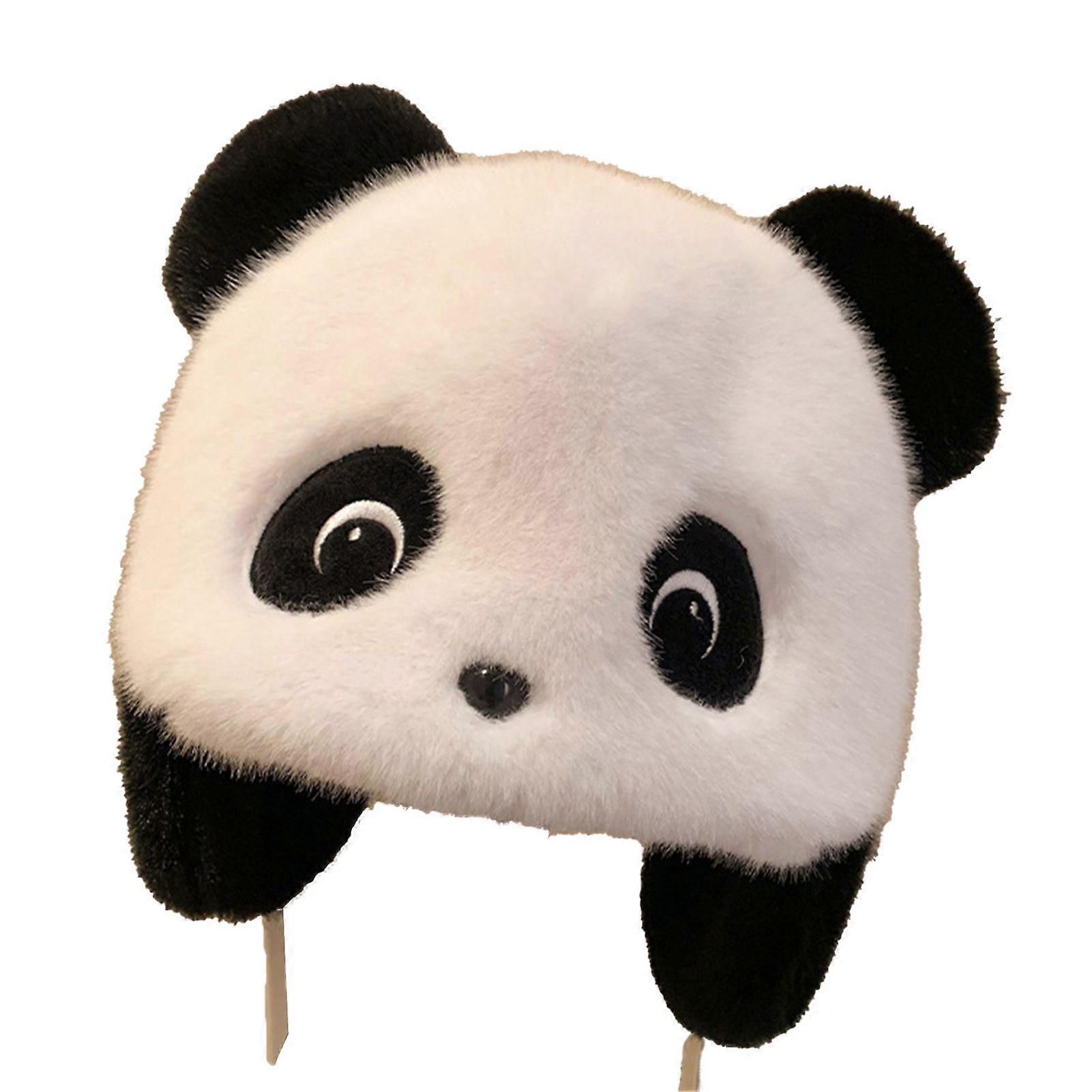 Mengxi Winter Riding Hat Panda Shape Thickened Warm Hat Face Shape Modification Windproof Ear Protection Plush Hat