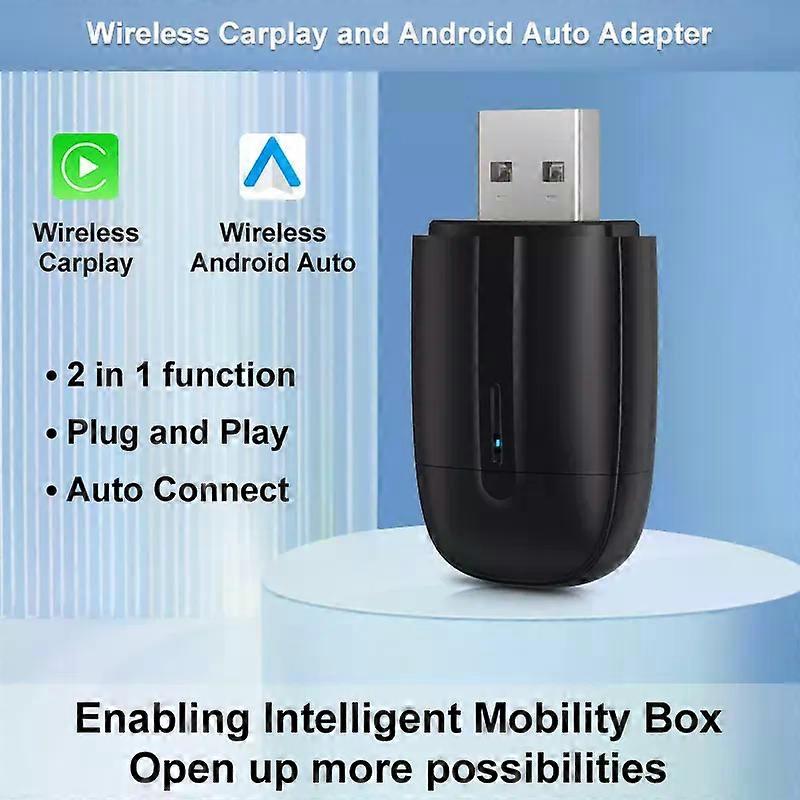 FLIXIVI Dual Interface Wireless CarPlay/Android Auto Wireless USB/TYPE-C Adapter Smart Mini Box Plug Fast Connect Universal