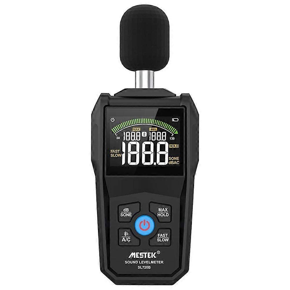 MESTEK SL720B Digital Sound Level Meter 30-130dB Noise Decibel Measuring Meter LCD Color Screen A/C Weighting Max/Min Value