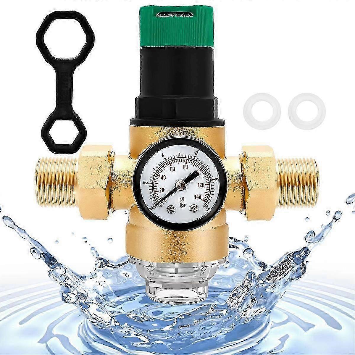 Régulateur de pression en laiton 3/4 pouce DN20 Réducteur avec filtre manométrique réglable pour un usage industriel domestique