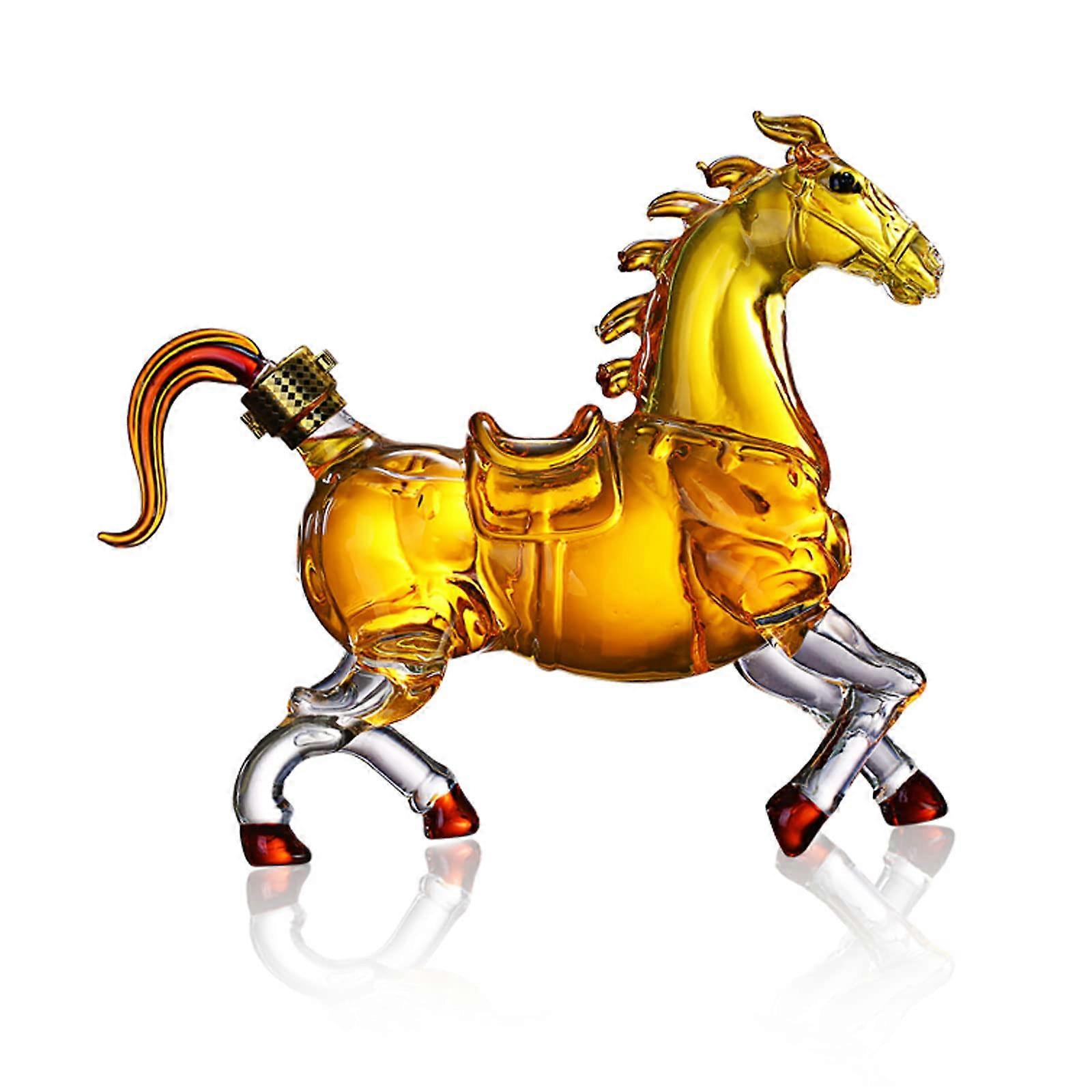 HorseShaped Whiskey Wine Decanter 1000ml Borosilicate Glass with LeakProof Seal Set A