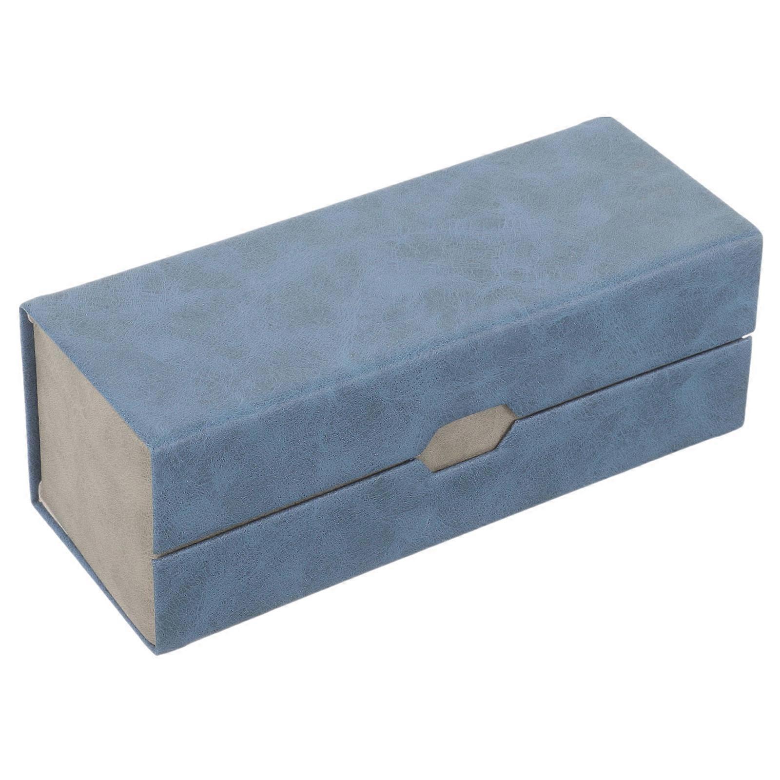 Double Glasses Case for Storage Portable Hard Shell PU Glasses Organizer Blue