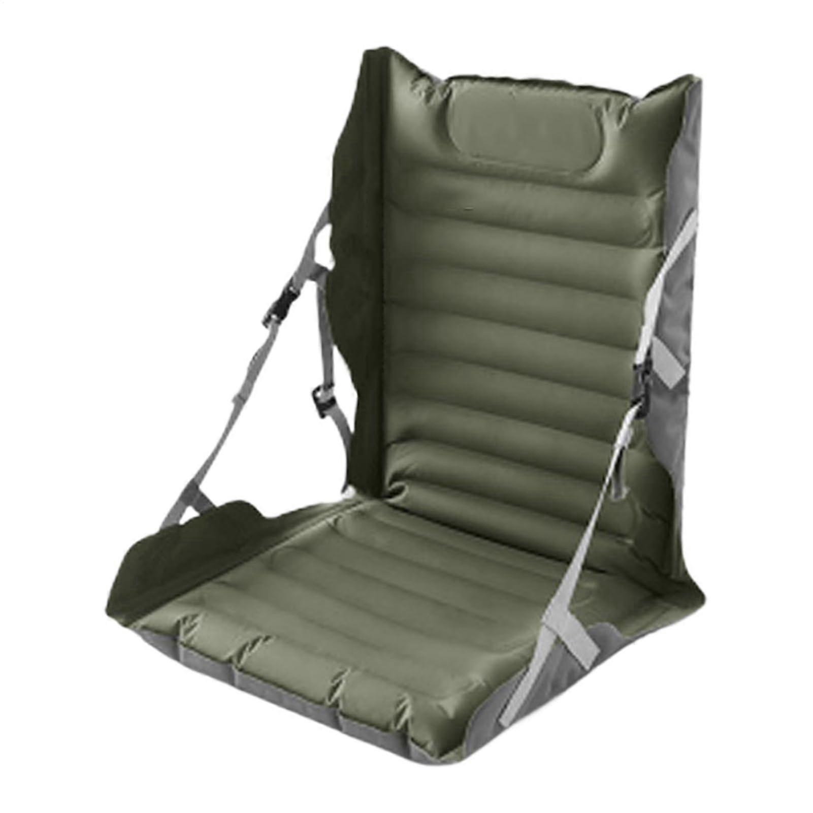 Inflatable Folding Seat With Backrest Ground Chair Cushion For Camping Travel Backpacking Beach Stadium Army Green
