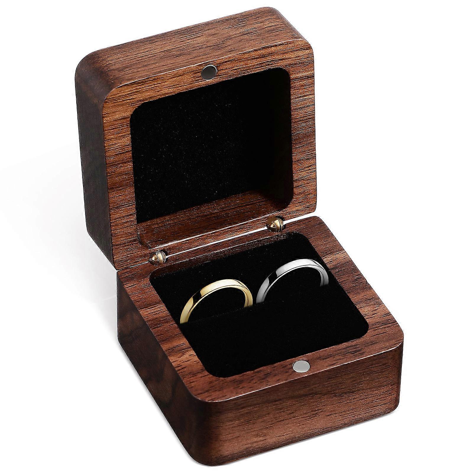 Wooden Ring Box for Storage Use Crafted with Grain Patterns and Compact Design Multi Color