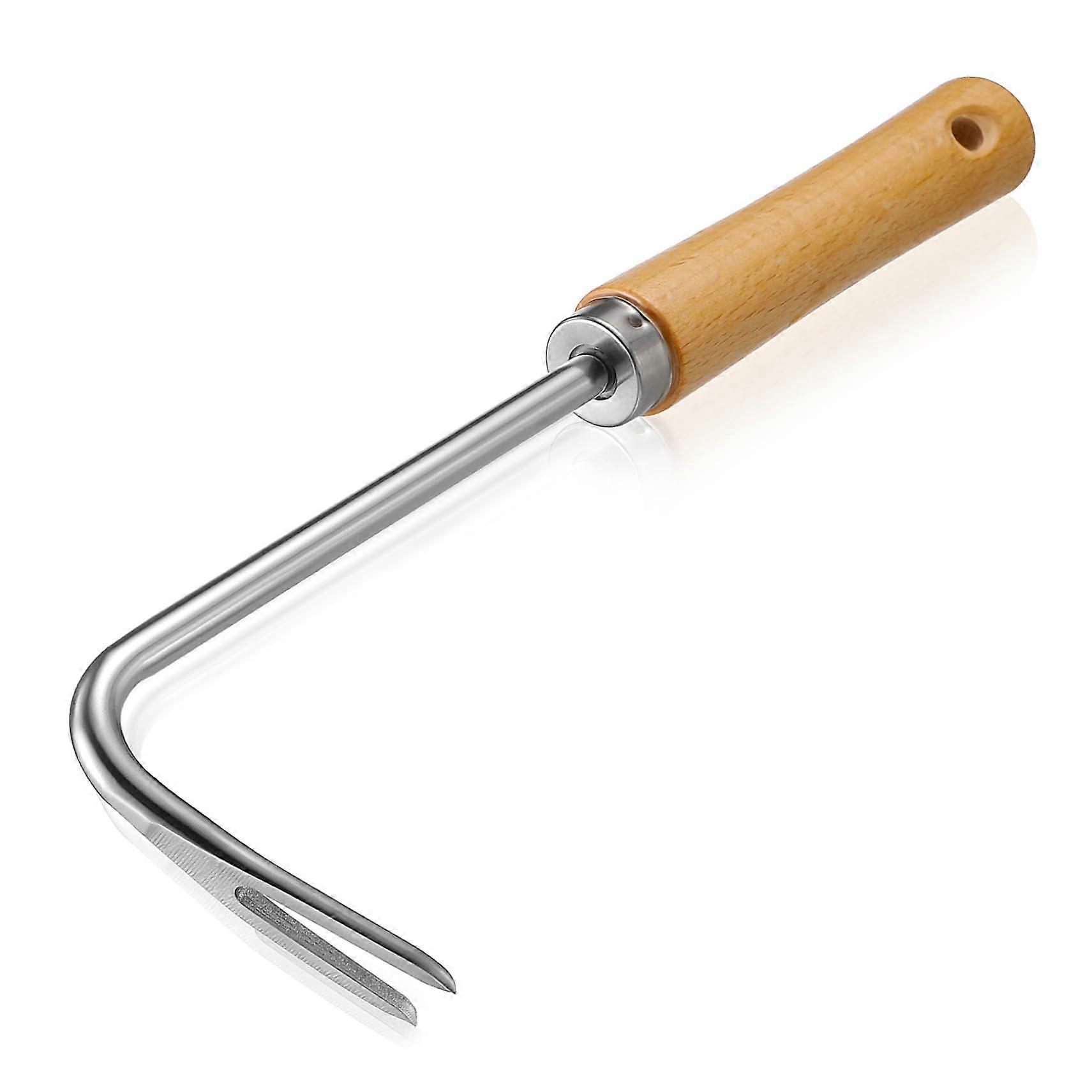 Garden Weeding Tool with Wooden Handle Ergonomic Grip for Precision Weeding and Soil Loosening