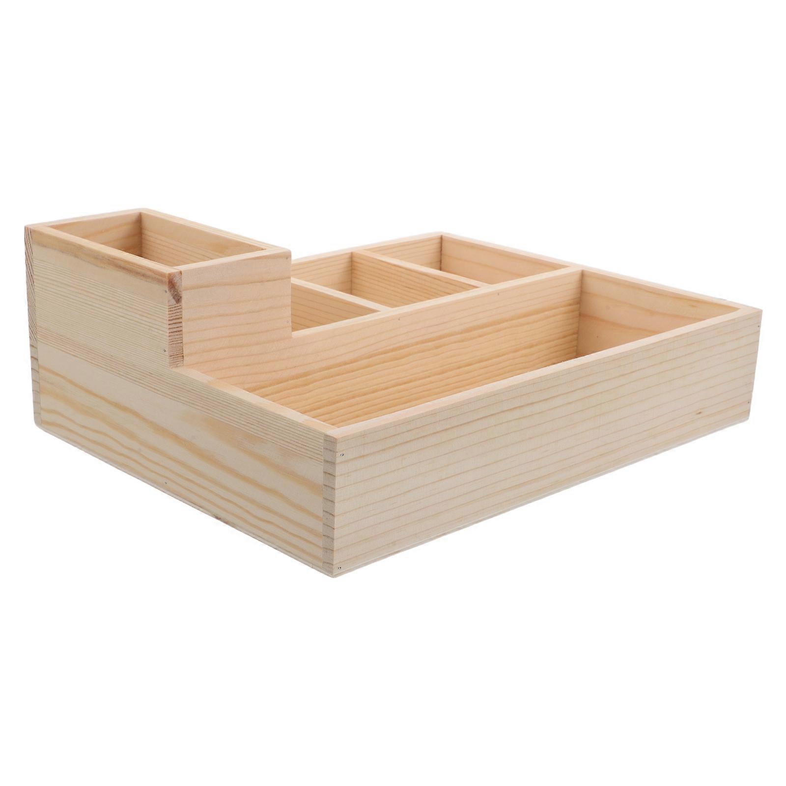 Wooden Storage Divider Box with Multiple Compartments for Organizing Socks and Ties