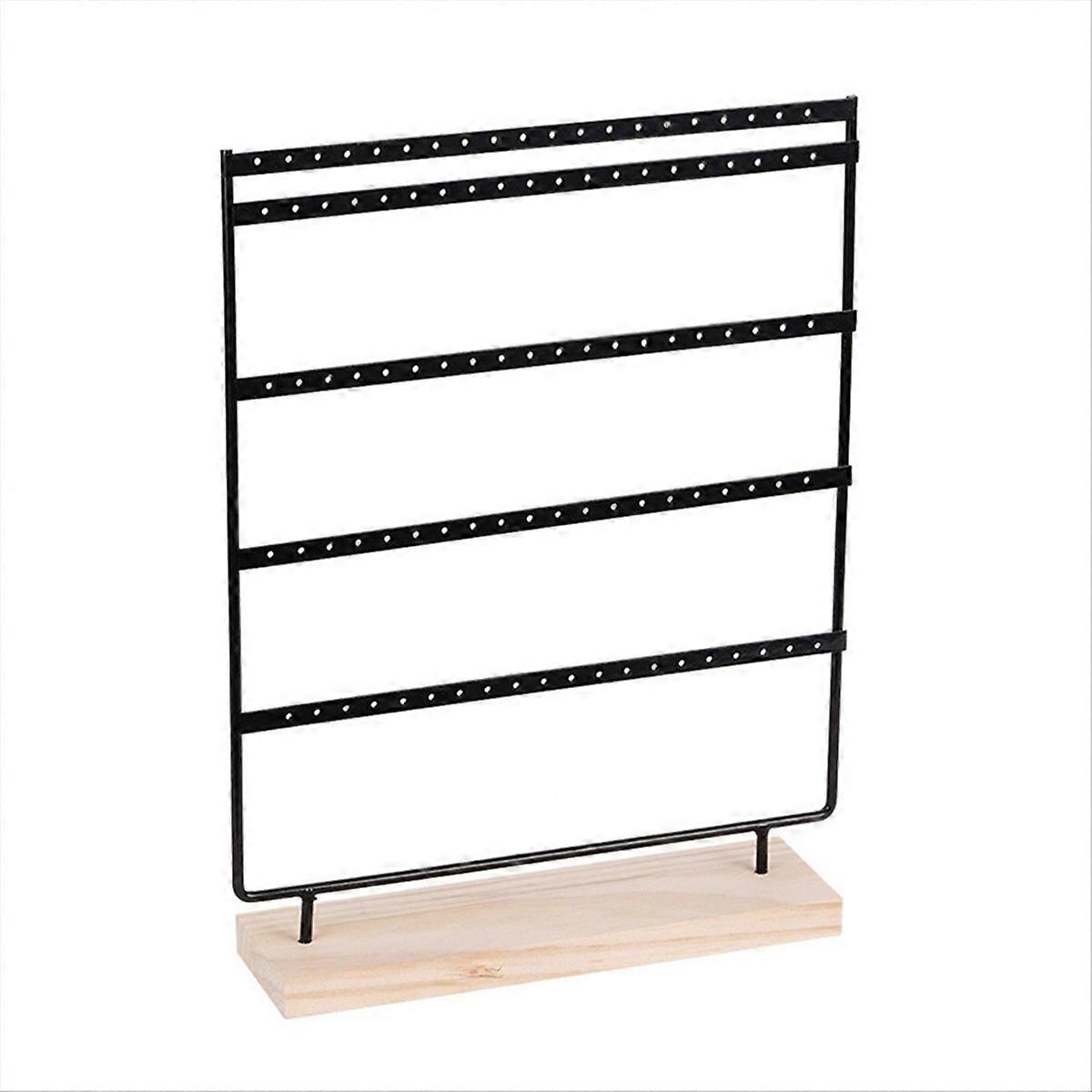 1 Piece Simple 5-Layer Black 100-Hole Rack Storage Jewelry Rack