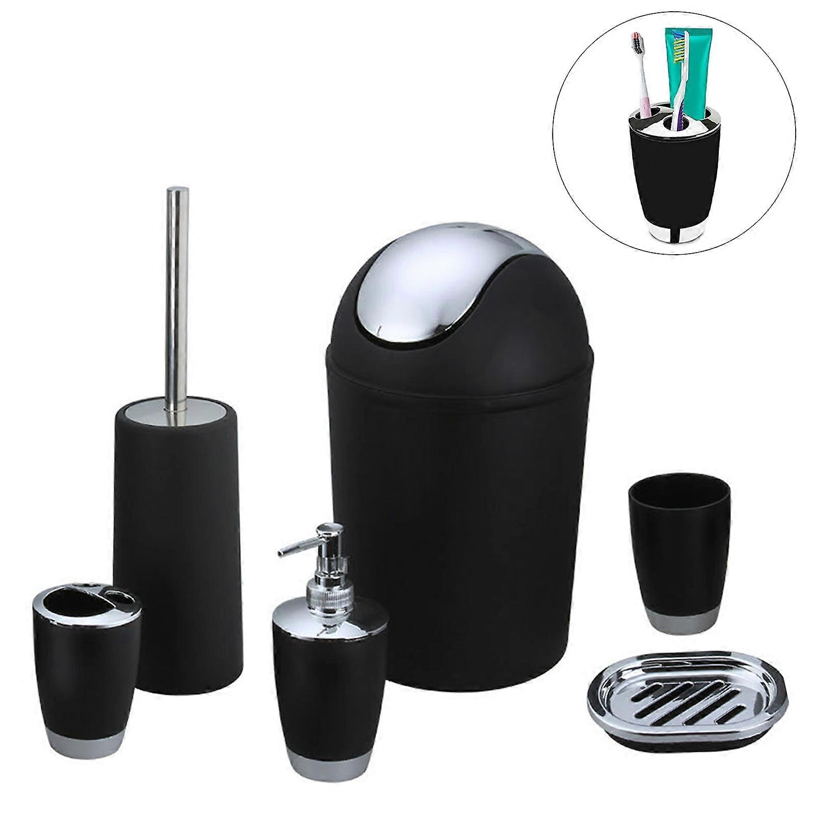 6-Piece Bathroom Accessories Black
