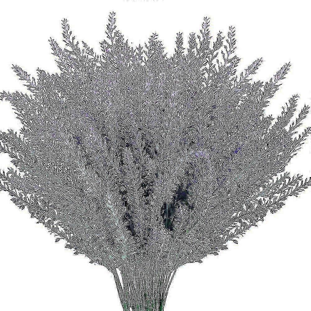 4pcs Artificial Flowers Flocked Plastic Lavender Bundle Fake Plants Wedding