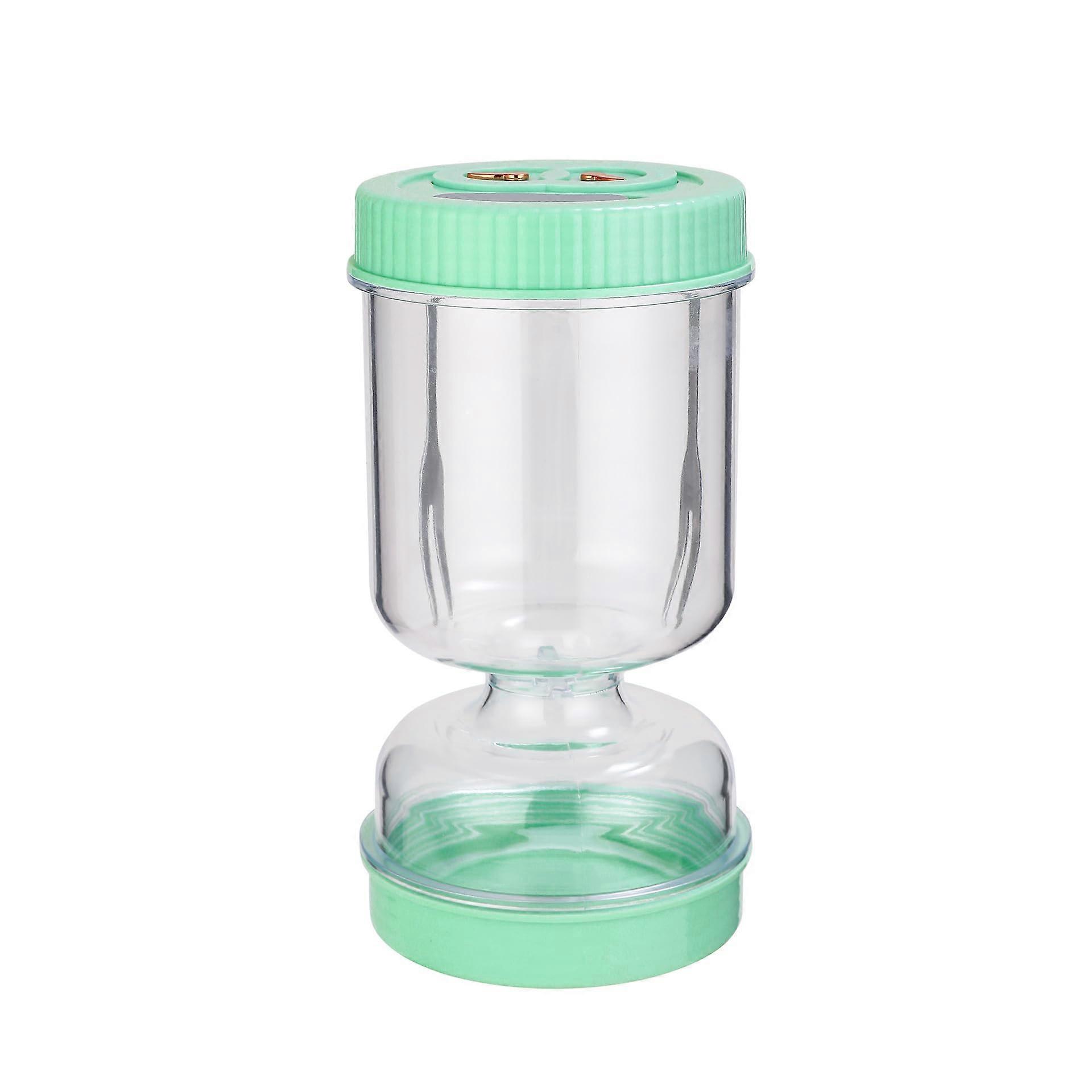 Glass Pickle Jar 1000ml Kimchi Container DryWet Separation LeakProof with 2 Stainless Steel Forks Green