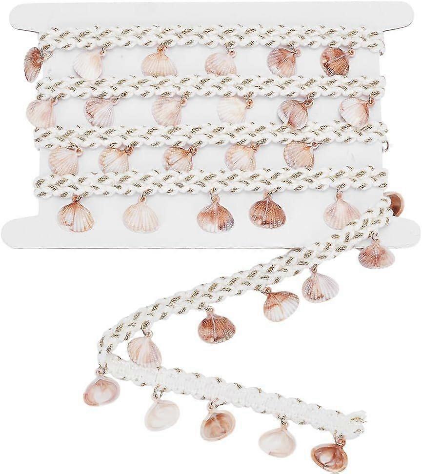 2 Yard Shell Fringe Trim 1-1/4 Inch Wide Shell Tassel Border Ethnic Craft Ribbon Sewing Fabric Trim Shell Boho Lace Trimming for Accessories Lampshade