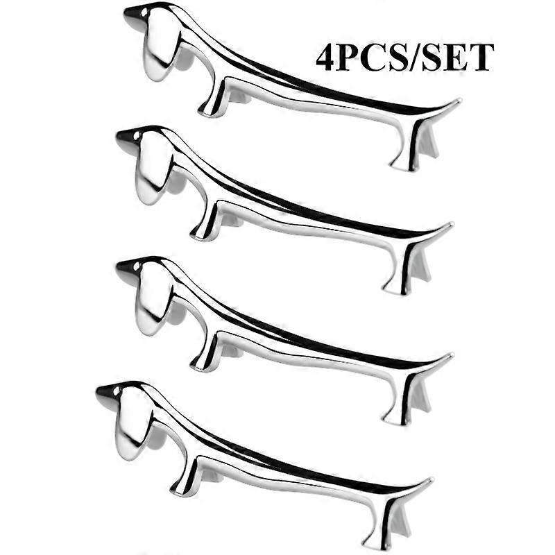 4PCS/SET Creative Zinc Alloy Dog Design Chopstick Rest and Spoon Holder for Hotel Display Home Use Electroplated Utensil Stand