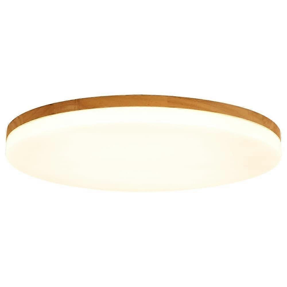 LED Ceiling Light Ultra Thin Flush Mount with Wood Accent, Dimmable Tricolor Lighting 14.9in