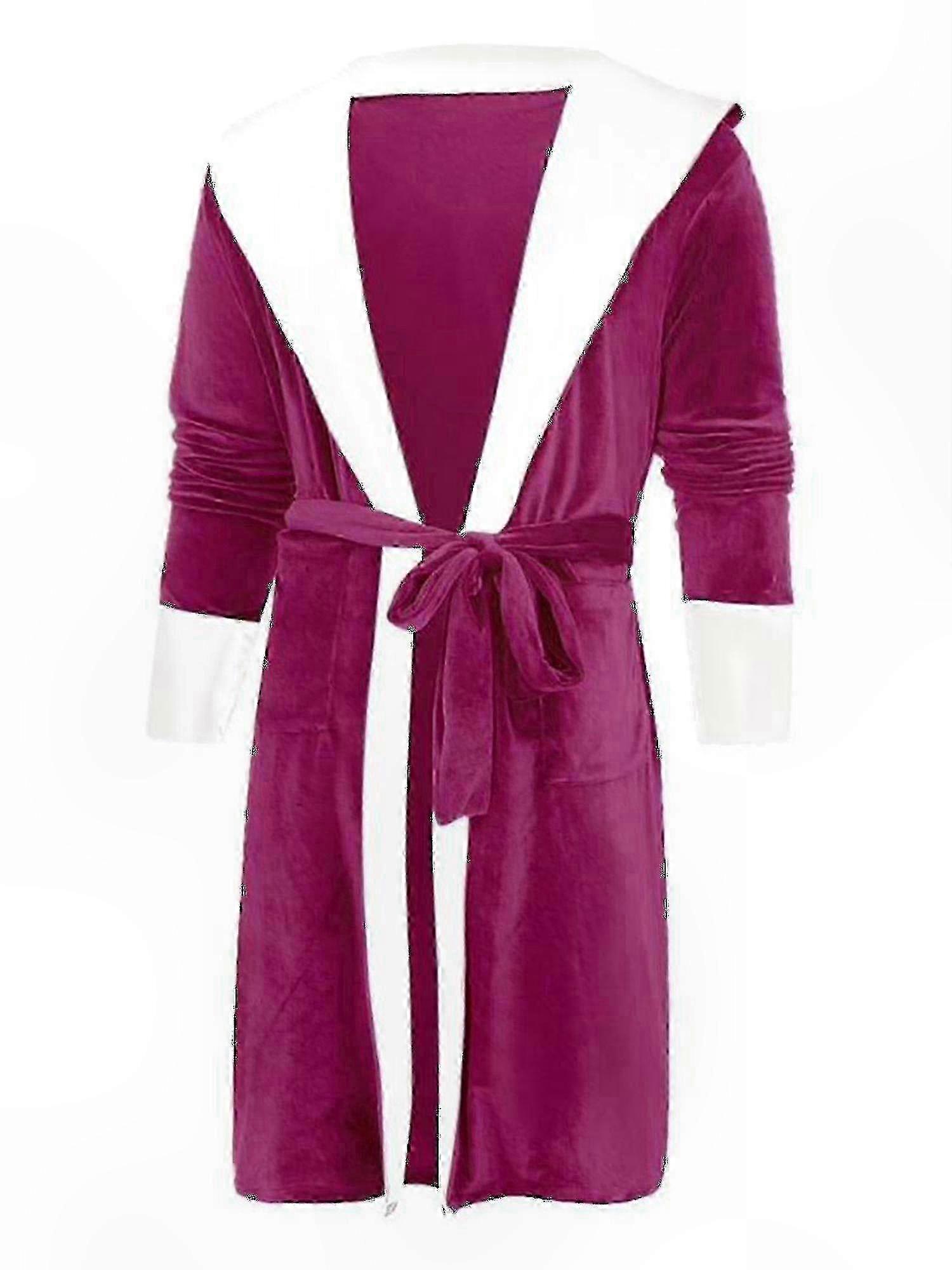Women's Hooded Fleece Robe, Soft Fluffy Toweling Bathrobe with Warm Sherpa Lining