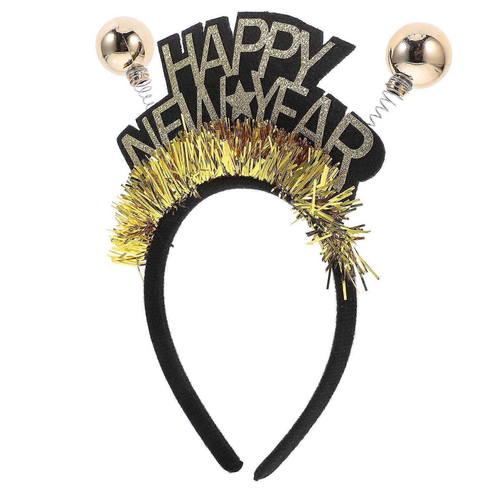 Golden New Year Headband for Party Use with Happy New Year Text 2025