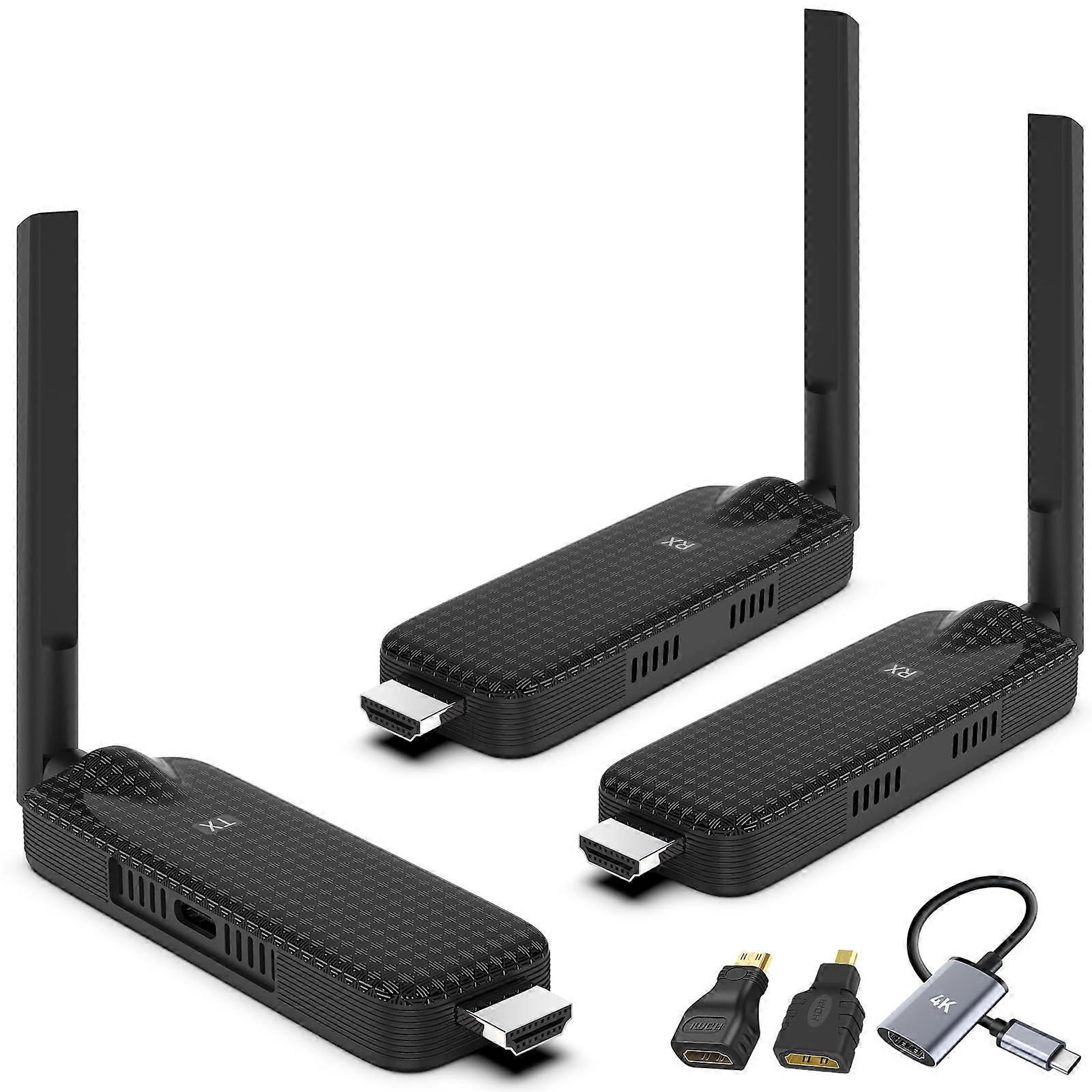 Wireless HDMI Extender Kit 165FT Dual Receiver 4K Input 1080P Output MultiScreen Streaming Plug and Play