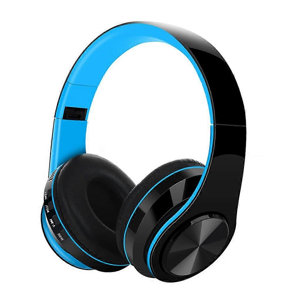 Wireless OnEar Bluetooth 5.0 Headphones Foldable Sport HiRes Audio NoiseCanceling Microphone 10 Hours Playtime Blue
