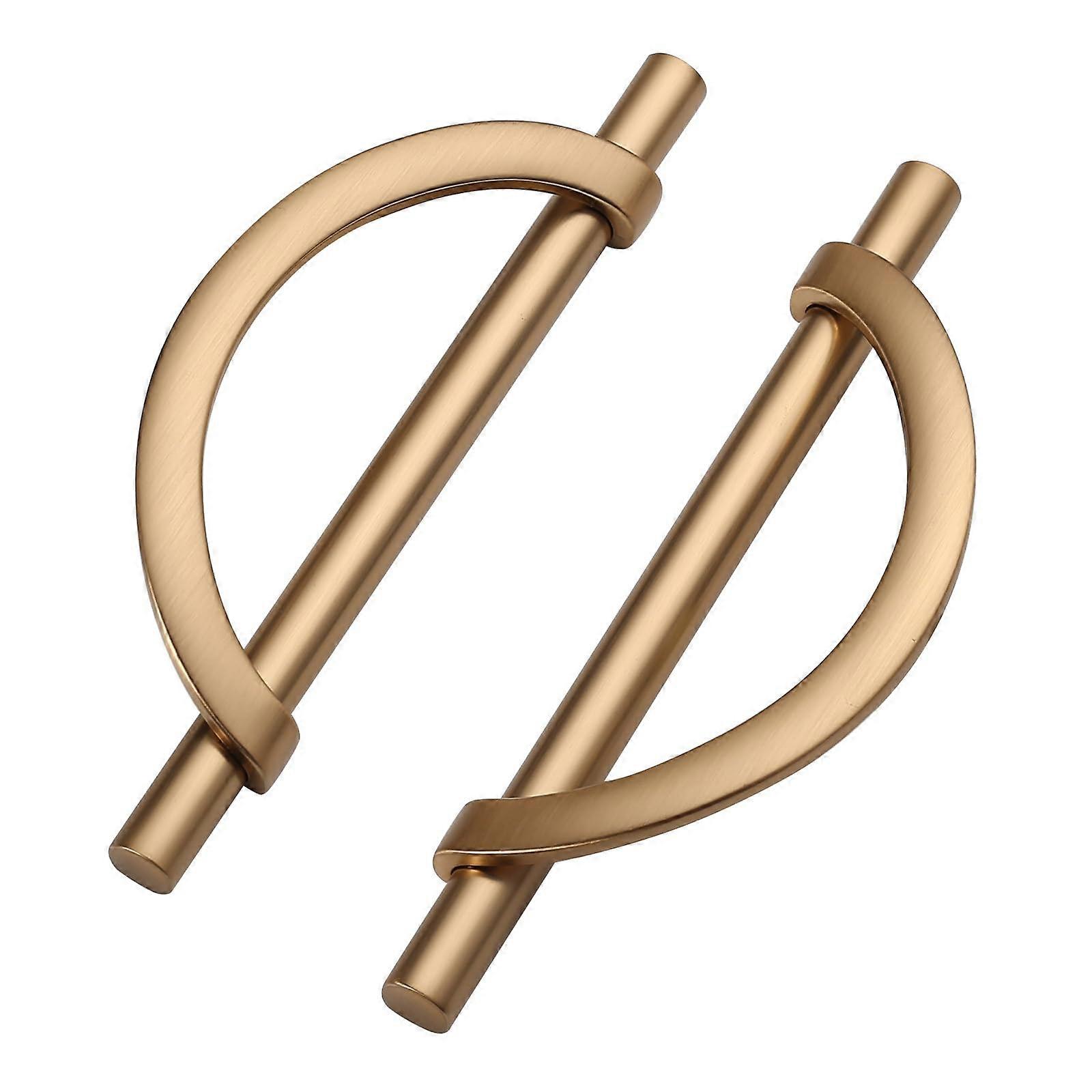 10 Pack 5 Inch Champagne Bronze Kitchen Cabinet Handles, Elegant HalfMoon Drawer Pulls 128mm