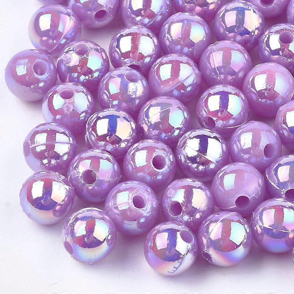 Plastic Beads AB color Plated Round Medium Purple 6mm Hole: 1.6mm