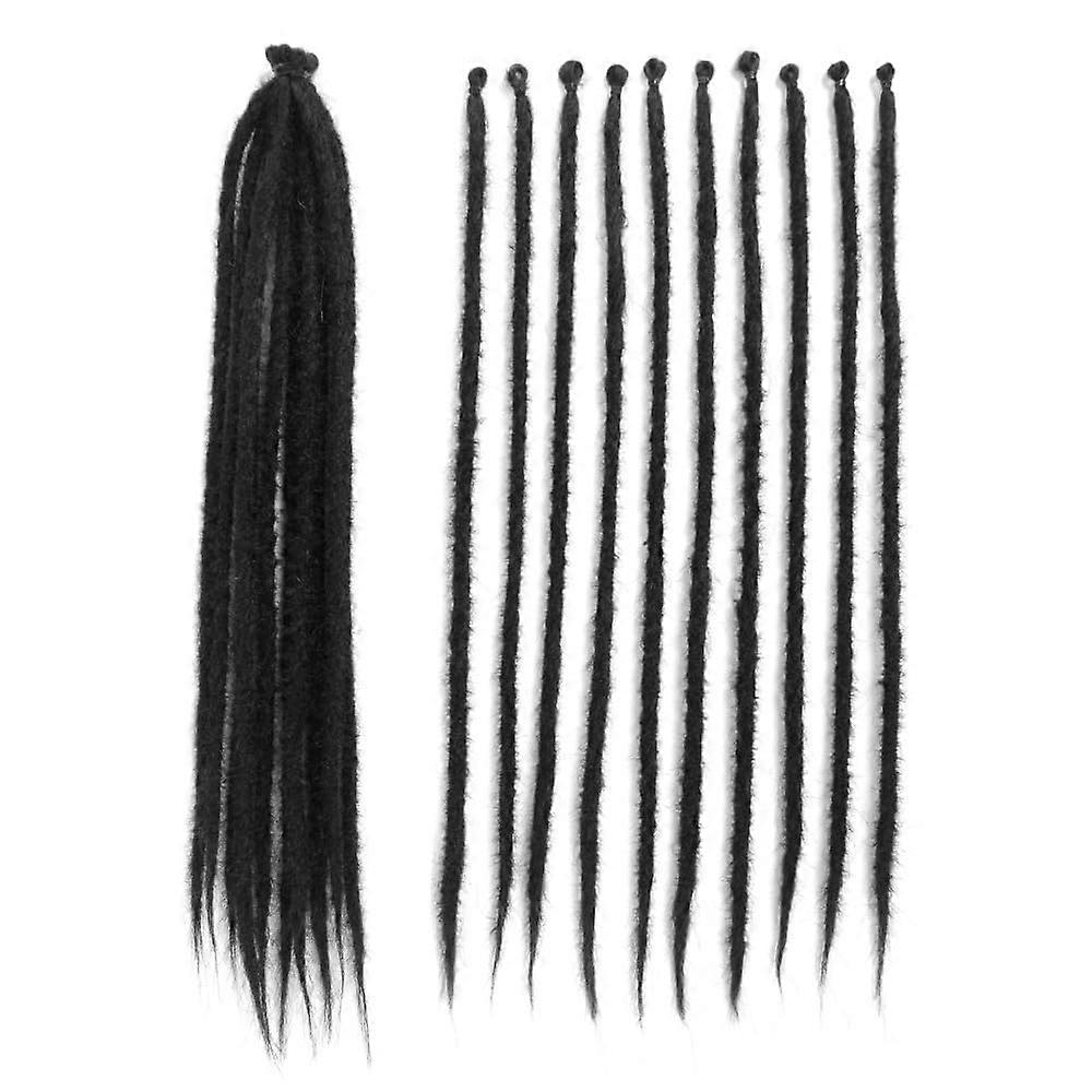 18 Inch Synthetic Dreadlock Extensions Natural Black 0.6cm Thin Strands Single End with Accessories