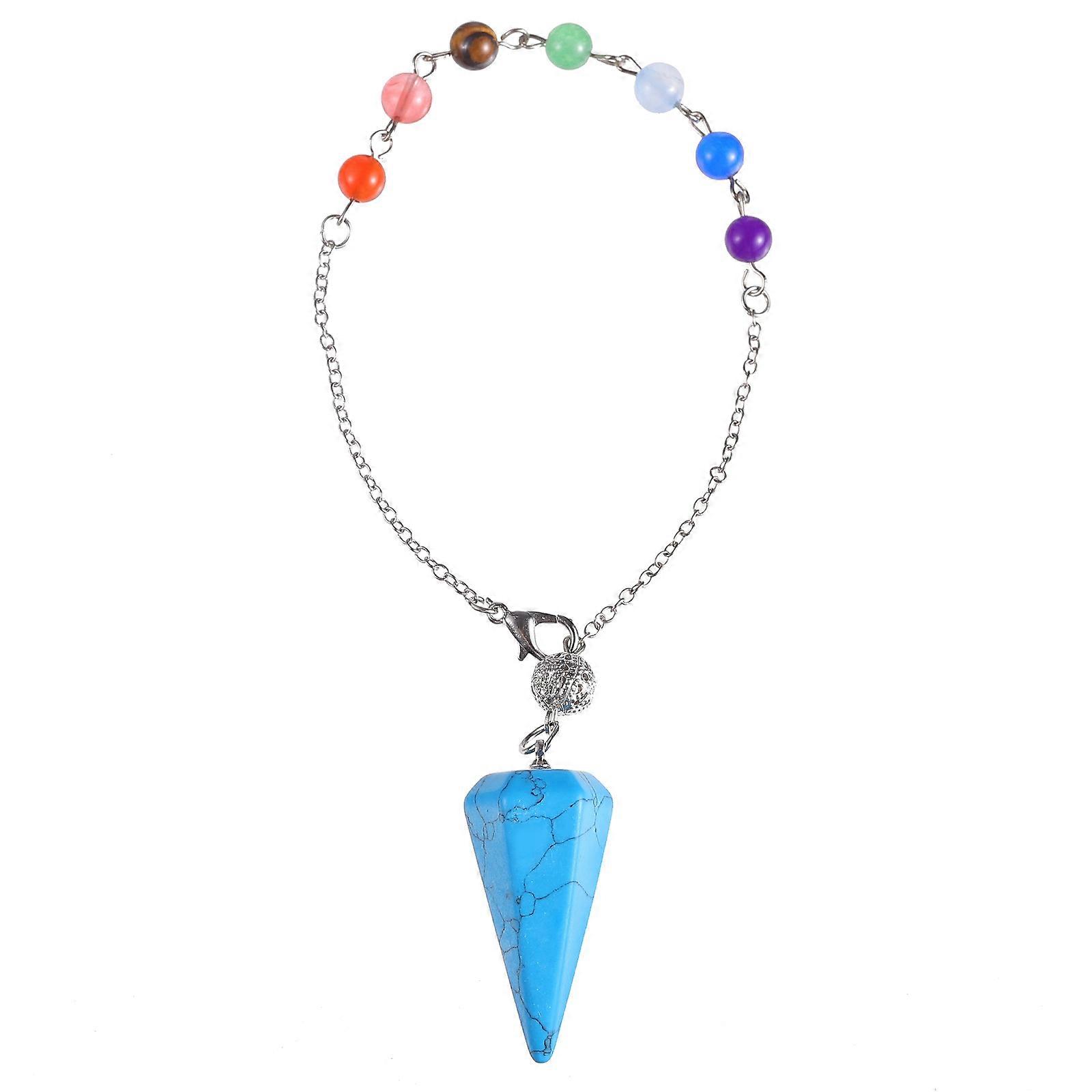 Blue Pendulum Crystal Pendant for Decor Hexagonal Amulet