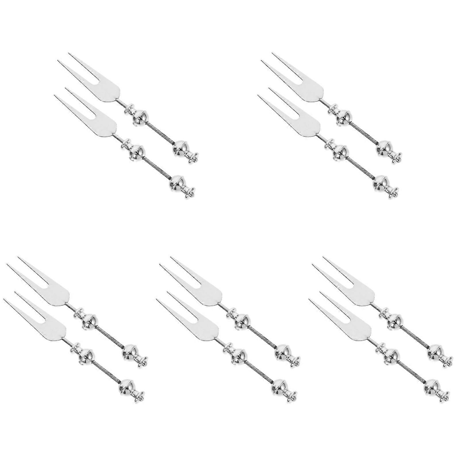5pcs Beadable Fruit Picks Forks Set with  Handles for Parties and Everyday Use