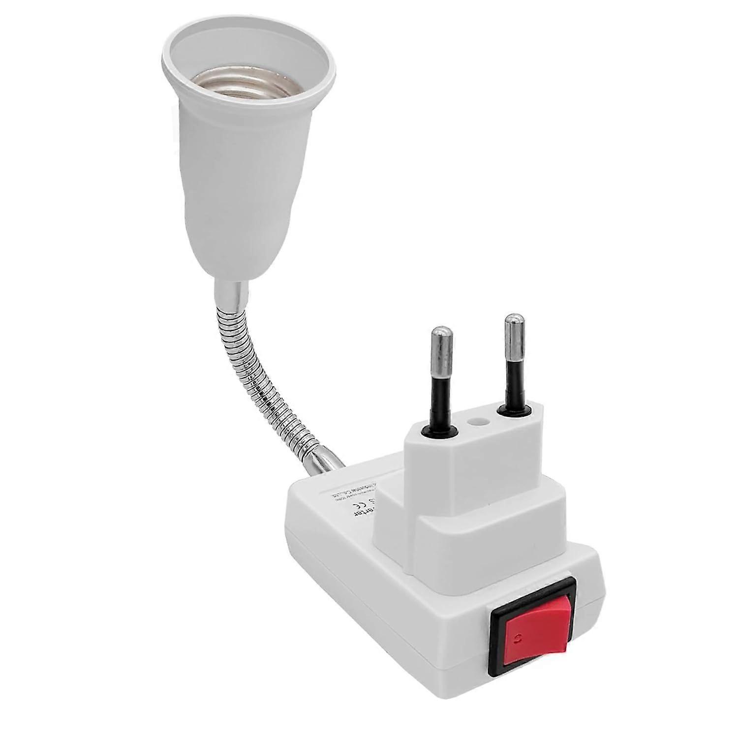 E27 Lamp Socket with Switch, EU Plug Adapter with 20cm 360 Adjustable Arm for E27 LED Bulb (Bulb not included)