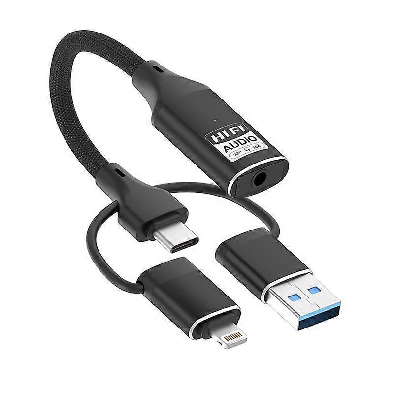 8 Pin, Type-C, USB to 3.5mm Multi-function External Sound Card